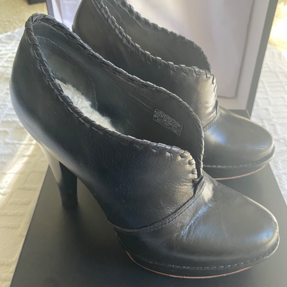 UGG Black Leather Heeled Booties - Picture 4 of 5